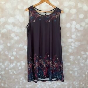 Sheilay Black Dress with Coral Print